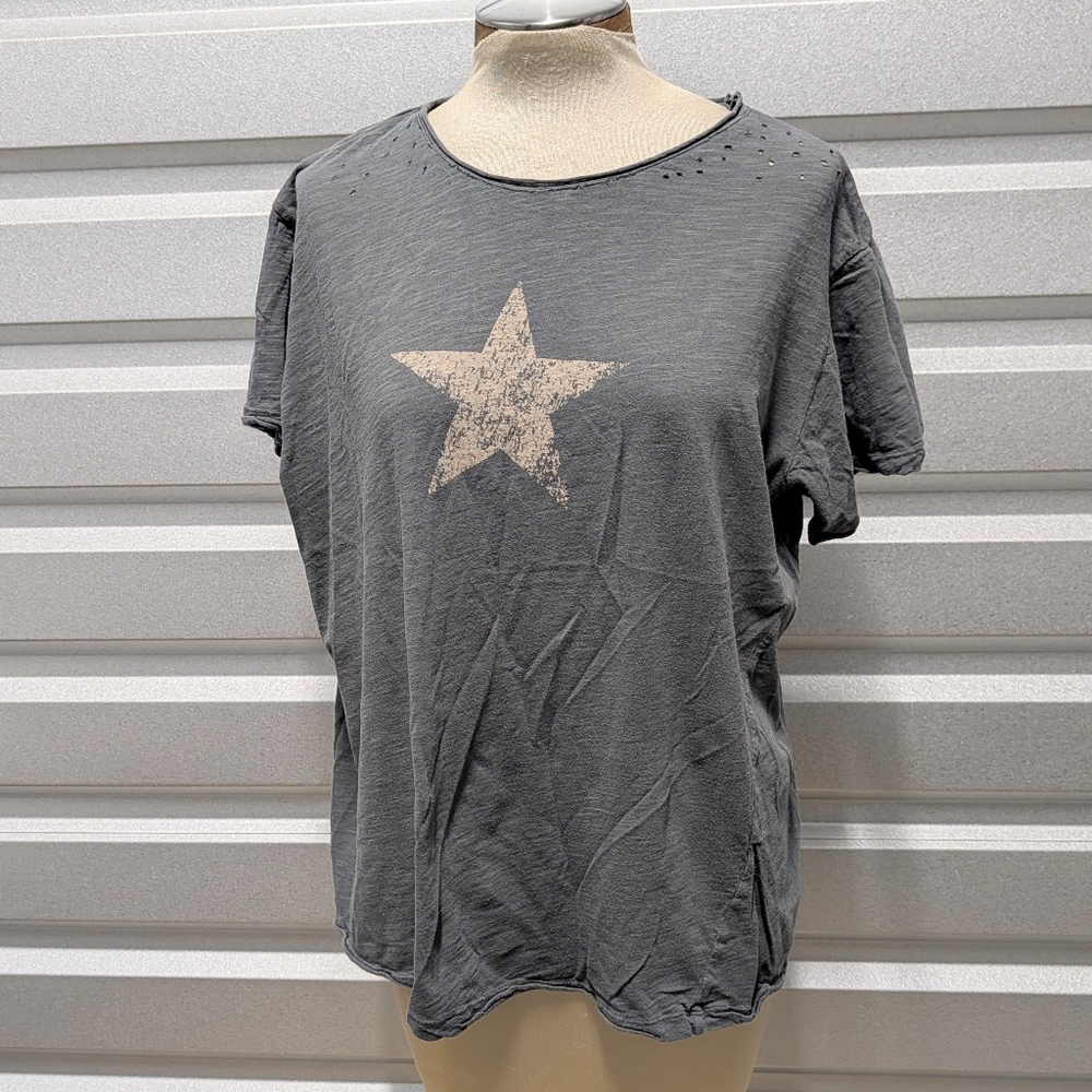 MAGNOLIA PEARL gray star t-shirt tee M L